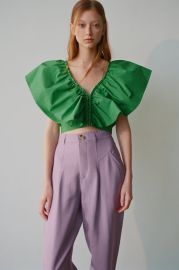 Green Ruffle Poplin Top by Zara at Zara